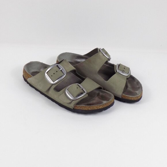Birkenstock Shoes - Birkenstock Arizona Sandals Size 39 US Size 8-8.5 Gray Leather Slip On Slides